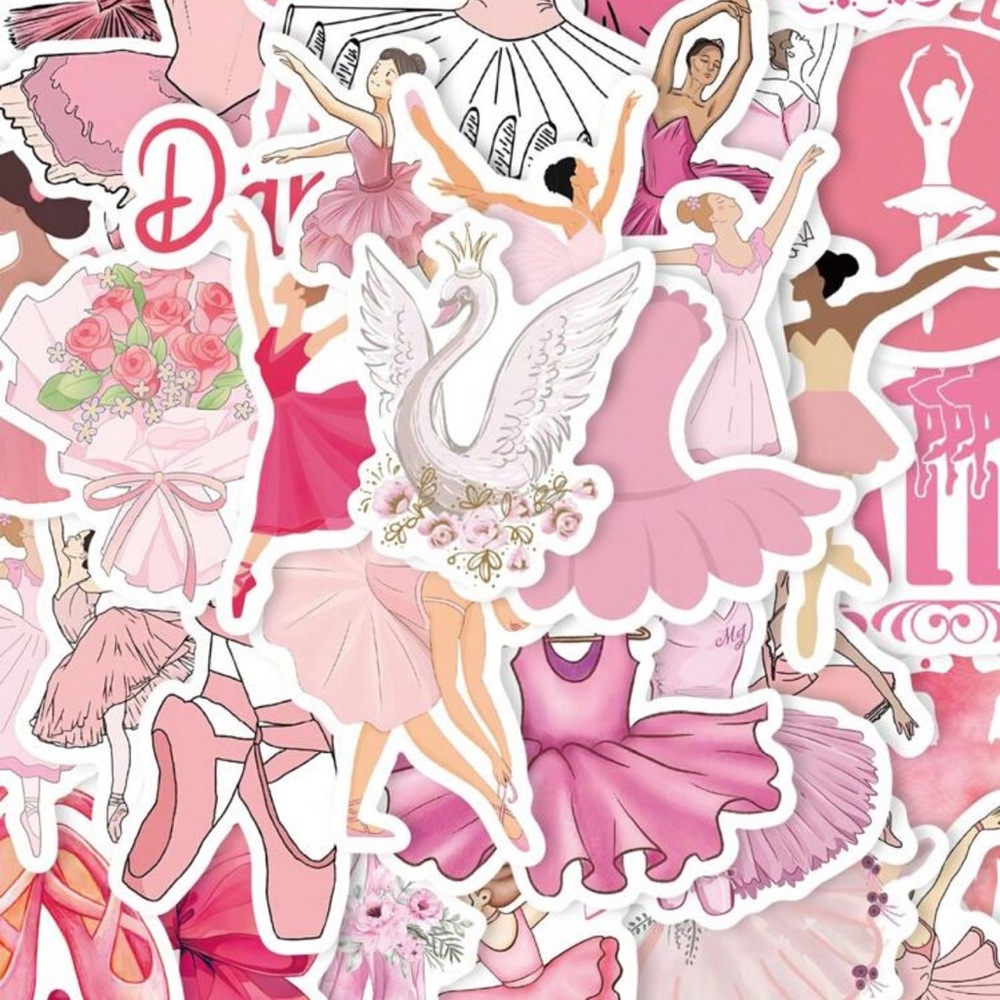 50pcs ballet Inspired Aesthetic Stickers Scrapbook Luggage Laptop Room Decor